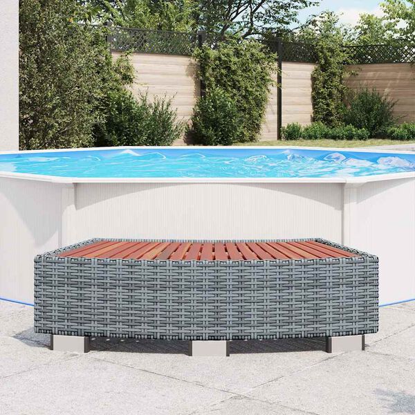 vidaXL Spa-Einstiegsstufe Grau Poly Rattan 92×45×25 cm