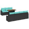 vidaXL Gartensofa-set 8 stk. 7-Sitzanzahl Schwarz und T&uuml;rkis