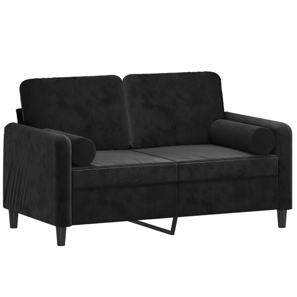 vidaXL 2-Sitzer-Sofa mit Zierkissen Schwarz 120 cm Samt