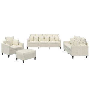 vidaXL 4-tlg. Sofagarnitur mit Kissen Creme Samt