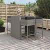 vidaXL 5-tlg. Gartenbar-Set mit Kissen Grau Poly Rattan