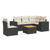 vidaXL 6-tlg. Garten-Sofagarnitur mit Kissen Schwarz Poly Rattan