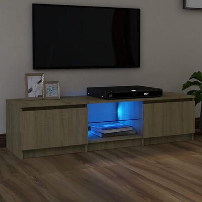 vidaXL TV-Schrank mit LED-Leuchten Sonoma-Eiche 140x40x35,5 cm