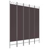 vidaXL 5-tlg. Paravent Braun 200x220 cm Stoff