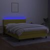 vidaXL Boxspringbett mit Matratze & LED Gr&uuml;n 140x200 cm Stoff