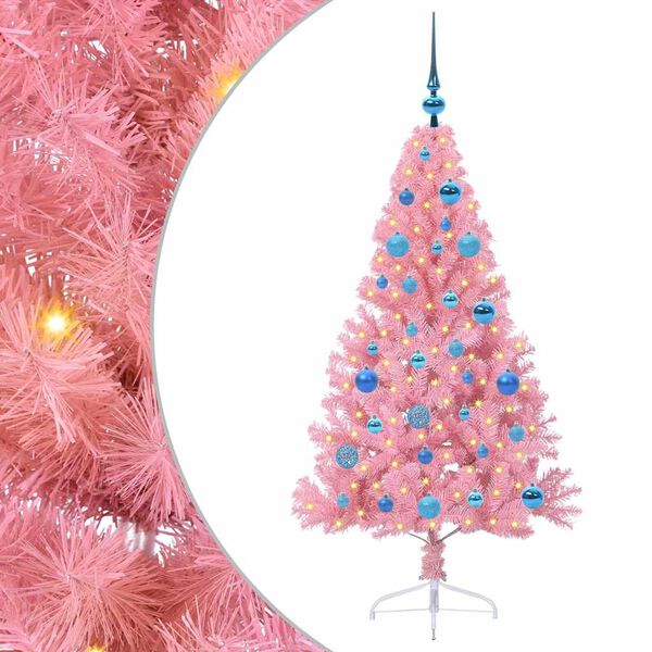 vidaXL K&uuml;nstlicher vorbeleuchteter Weihnachtsbaum Rosa 150 cm PVC