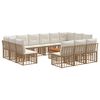 vidaXL Outdoor-Sofagarnitur 14 pcs Nat&uuml;rlich und Cremwei&szlig; Polyester