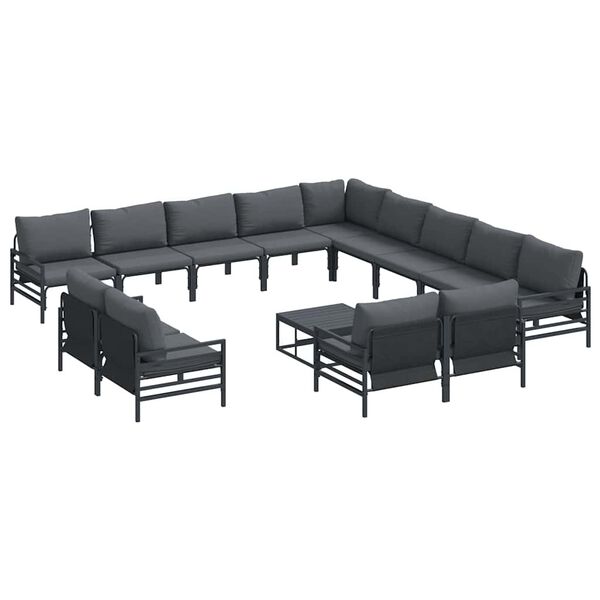 vidaXL Gartensofa-set mit Kissen 14 pcs Schwarz Stahl