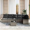 vidaXL Garten-Sofa-Set mit Kissen mit Speicher 7 pcs Grau Poly Rattan
