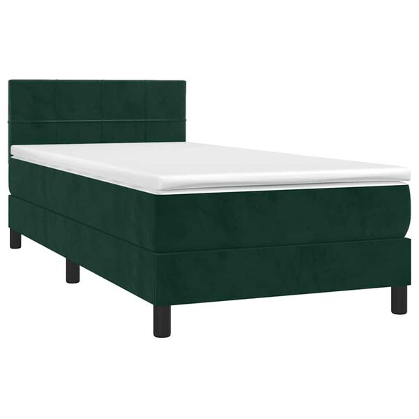 vidaXL Boxspringbett mit Matratze Dunkelgr&uuml;n 80x200 cm Samt