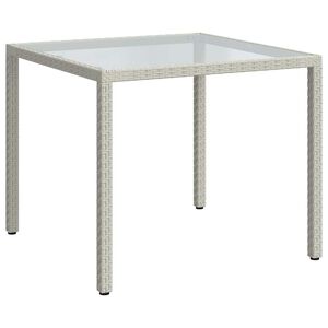 vidaXL Gartentisch 90x90x75 cm Geh&auml;rtetes Glas Poly Rattan Wei&szlig;