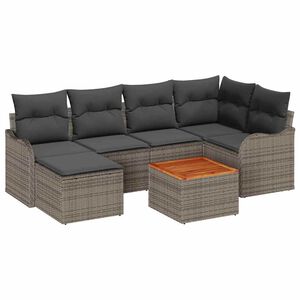 vidaXL Gartensofa-set mit Kissen 7 pcs Grau Poly-Rattan