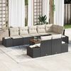vidaXL Garten-Sofa-Set mit Kissen 9 pcs Schwarz Poly Rattan