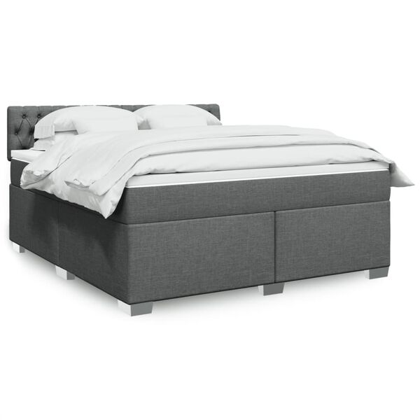 vidaXL Boxspringbett mit Matratze Dunkelgrau 180x200 cm Stoff