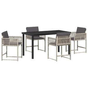vidaXL Garten Essgruppe 5 pcs Hellgrau Poly-Rattan