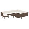 vidaXL 12-tlg. Garten-Lounge-Set mit Auflagen Poly Rattan Braun