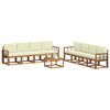 vidaXL Outdoor-Sofagarnitur 9 pcs Natur und Creme Massivholz Akazie
