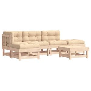 vidaXL 6-tlg. Garten-Lounge-Set mit Kissen Massivholz