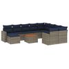 vidaXL 11-teiliges Gartensofa-Set mit Kissen, grau, Polyrattan