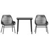 vidaXL 3-tlg. Garten-Essgruppe mit Kissen Schwarz Poly Rattan Glas