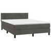 vidaXL Boxspringbett mit Matratze & LED Dunkelgrau 140x190 cm Samt