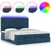 vidaXL Ottoman-Bett mit Matratzen & LEDs Dunkelblau 180x200 cm Samt