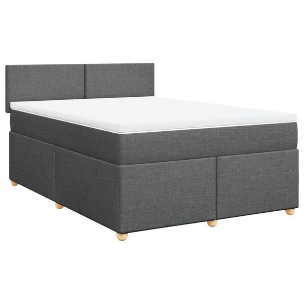 vidaXL Boxspringbett mit Matratze Dunkelgrau 140x200 cm Stoff