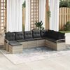 vidaXL Sofa Set mit Kissen mit Speicher 7 pcs Hellgrau Poly-Rattan