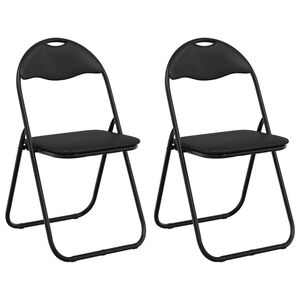 vidaXL Klappstuhl 2 pcs Schwarz 48 x 43,5 x 81 cm Kunstleder