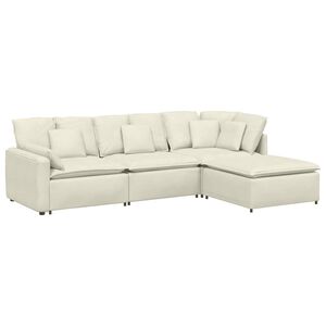 vidaXL Modulares Sofa mit Fu&szlig;hocker Kissen Samt Cream