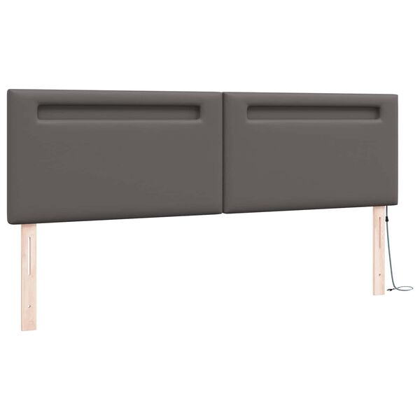 vidaXL LED Kopfteil Grau 180 cm Kunstleder