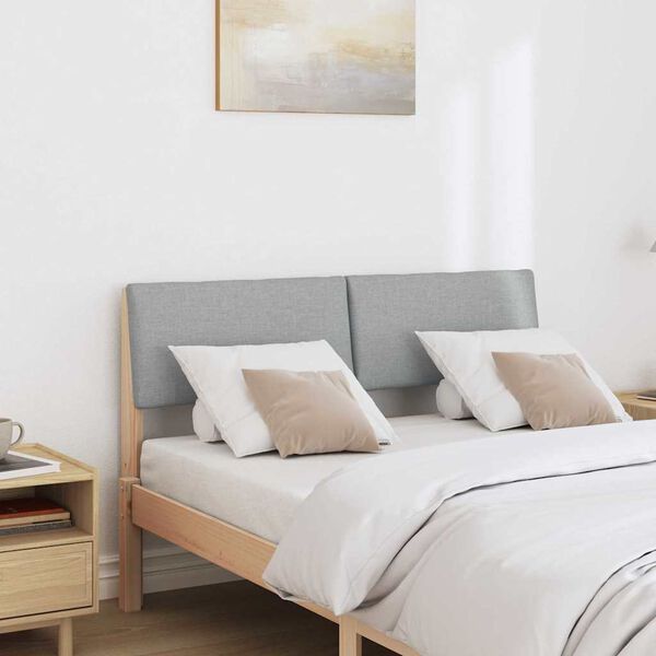 vidaXL Gepolstertes Kopfteil Hellgrau 120 cm Massives Kiefernholz