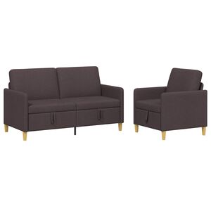 vidaXL Sofa Set mit Stauraum 2 stk. Dunkelbraun Polyester