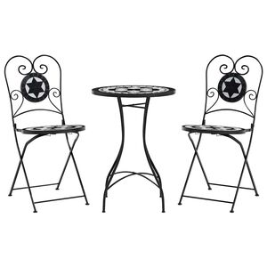 vidaXL Mosaik-Bistro-Set Schwarz und Wei&szlig; Eisen und Keramik