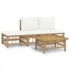 vidaXL 4-tlg. Garten-Lounge-Set mit Cremewei&szlig;en Kissen Bambus