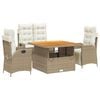 vidaXL 4-tlg. Garten-Essgruppe mit Kissen Beige Poly Rattan