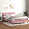 vidaXL Boxspringbett mit Matratze & LED Rosa 160x210 cm Samt