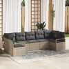 vidaXL Gartensofa-set mit Kissen mit Speicher 7 pcs Grau Poly-Rattan