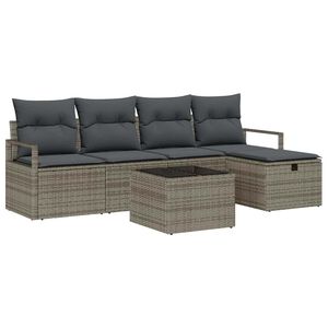vidaXL Sofa Set 6 stk. 5-Sitzanzahl Grau Poly-Rattan