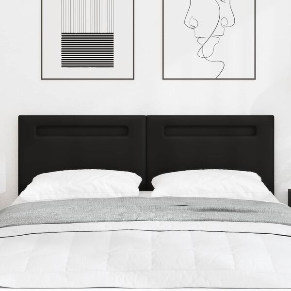 vidaXL LED Kopfteil Schwarz 144 cm Kunstleder