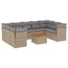 vidaXL 10-tlg. Garten-Sofagarnitur mit Kissen Beige Poly Rattan
