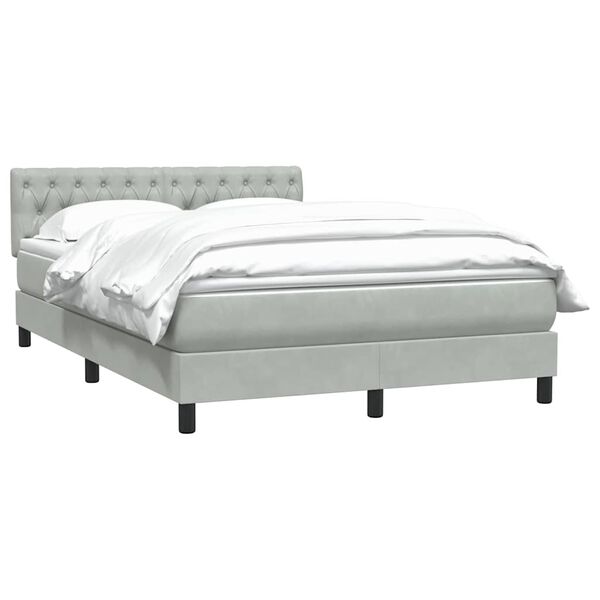 vidaXL Boxspringbett mit Matratze Hellgrau 160x210 cm Samt