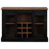 vidaXL Sideboard HALDEN 2 Schiebetüren Schwarz 112x40x80 cm Massivholz