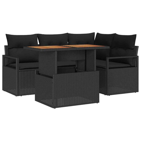 vidaXL Garten Essgruppe mit Kissen 5 pcs Schwarz und Braun
