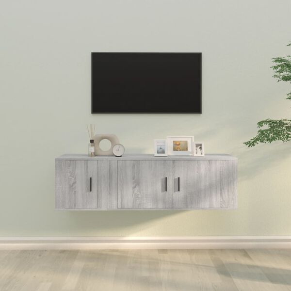 vidaXL 2-tlg. TV-Schrank-Set Grau Sonoma Holzwerkstoff