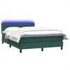 vidaXL Boxspringbett mit Matratze & LED Dunkelgr&uuml;n 160x220 cm Samt