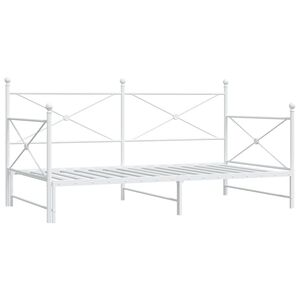 vidaXL Tagesbett Ausziehbar ohne Matratze Wei&szlig; 107x203 cm Stahl