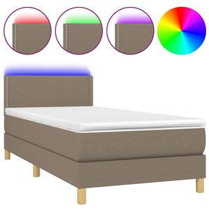 vidaXL Boxspringbett mit Matratze & LED Taupe 90x190 cm Stoff