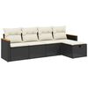 vidaXL 5-tlg. Garten-Sofagarnitur mit Kissen Schwarz Poly Rattan