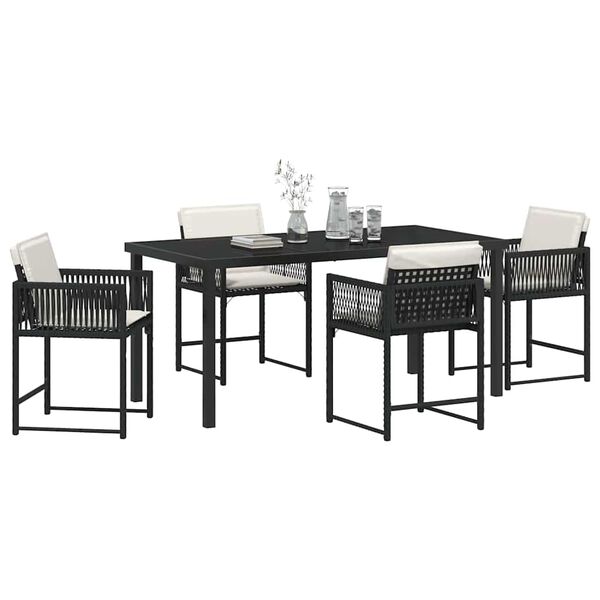 vidaXL Garten Essgruppe 5 pcs Schwarz Poly-Rattan